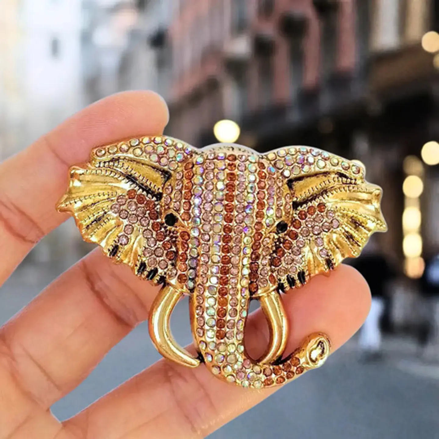 Broche De Alfiler Para Mujeres Elefante Brillante Cristal Cz 13