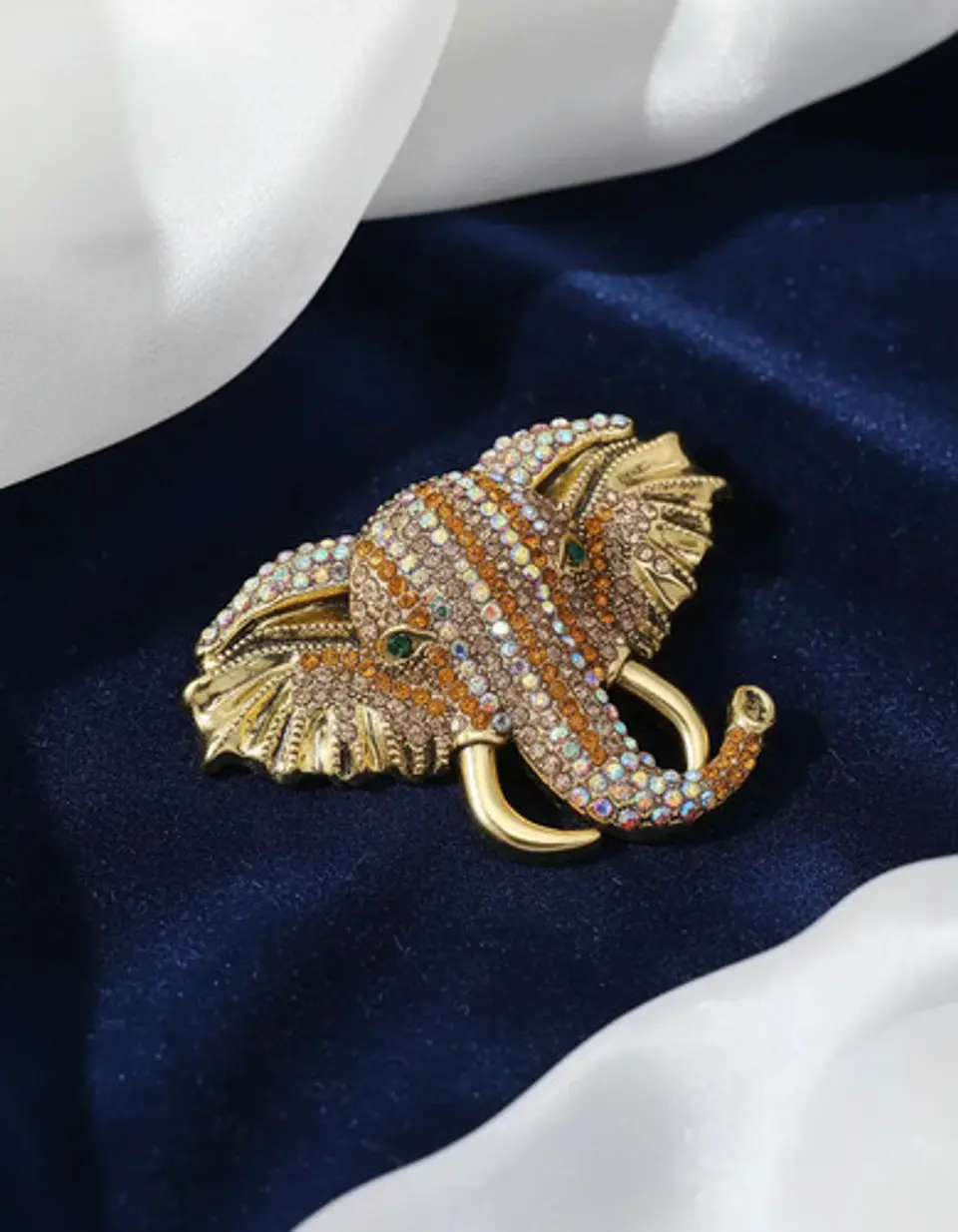 Broche De Alfiler Para Mujeres Elefante Brillante Cristal Cz 14