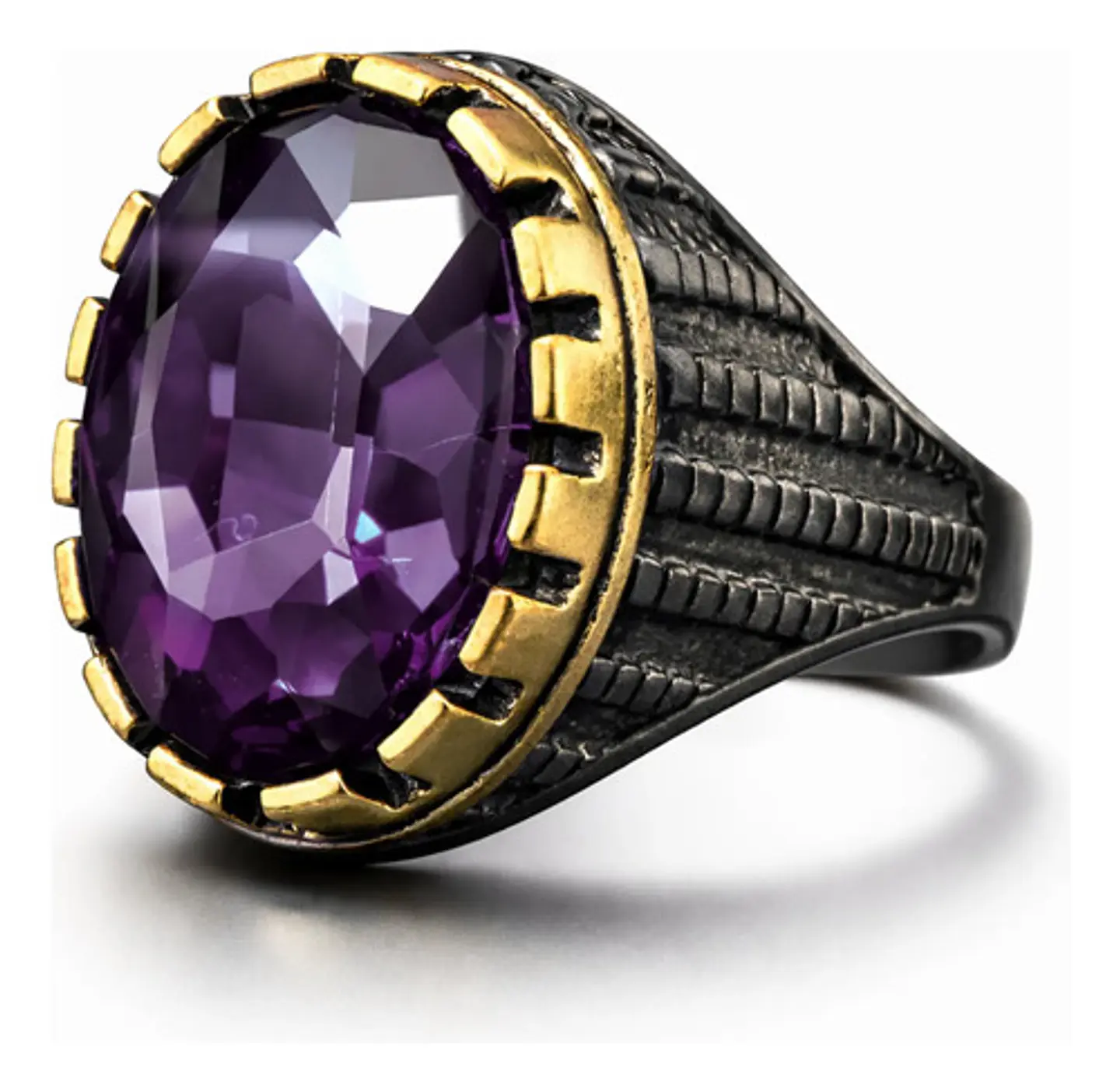 Anillo Moderno Clásico Para Hombre Y Mujer Piedra Morada Cz 2