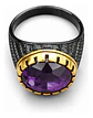 Anillo Moderno Clásico Para Hombre Y Mujer Piedra Morada Cz - Miniatura 3