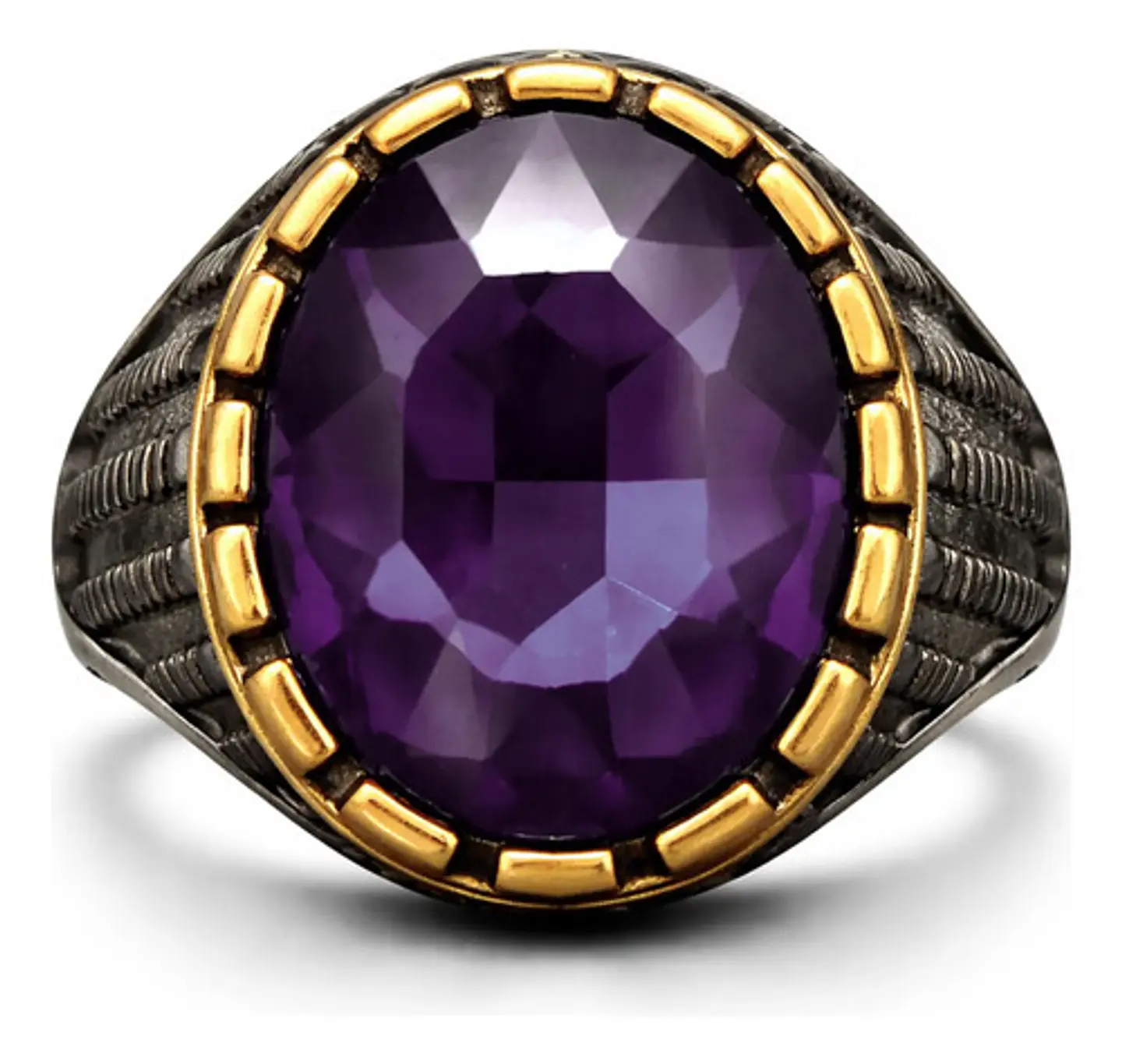 Anillo Moderno Clásico Para Hombre Y Mujer Piedra Morada Cz 4