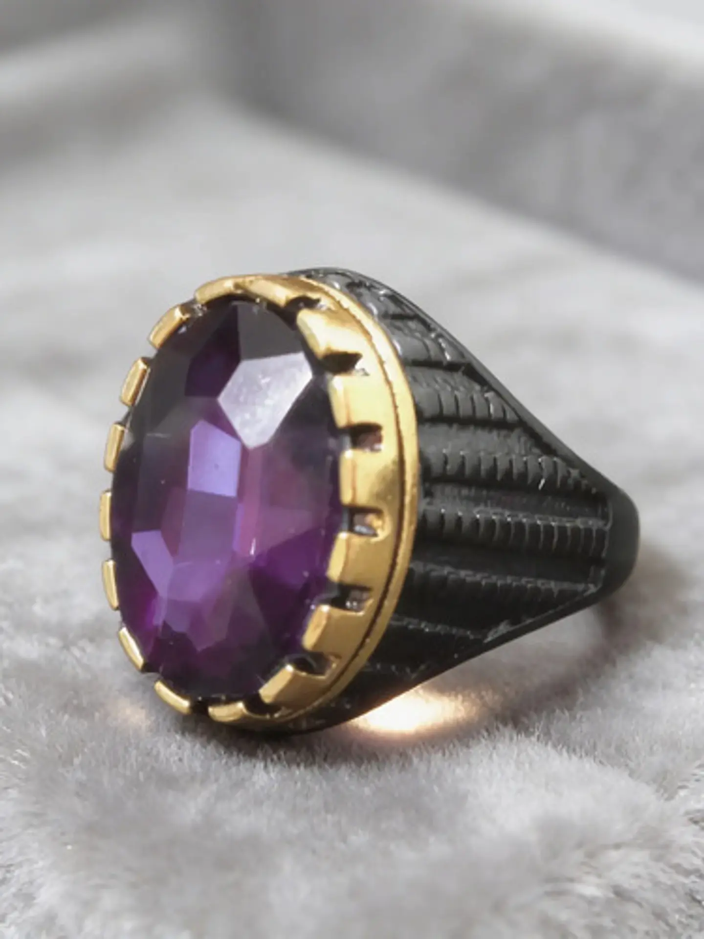 Anillo Moderno Clásico Para Hombre Y Mujer Piedra Morada Cz 5