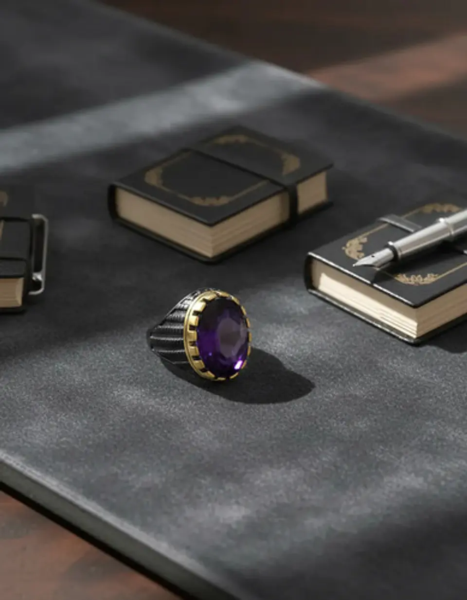 Anillo Moderno Clásico Para Hombre Y Mujer Piedra Morada Cz 6