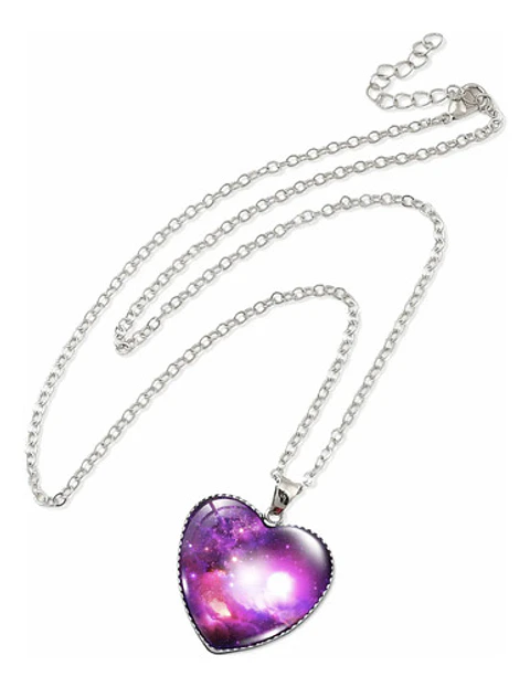 Collar Para Hombres Y Mujeres Dije Corazón Galaxia Nebulosa