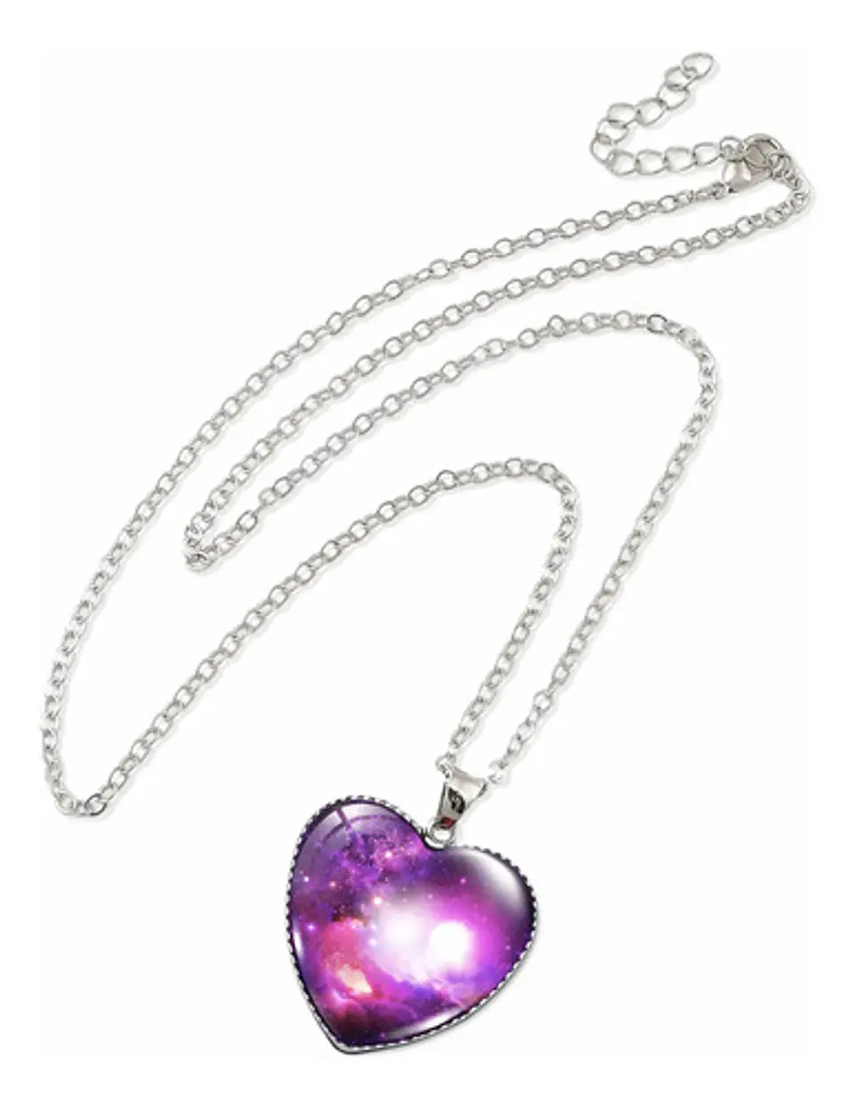 Collar Para Hombres Y Mujeres Dije Corazón Galaxia Nebulosa 2