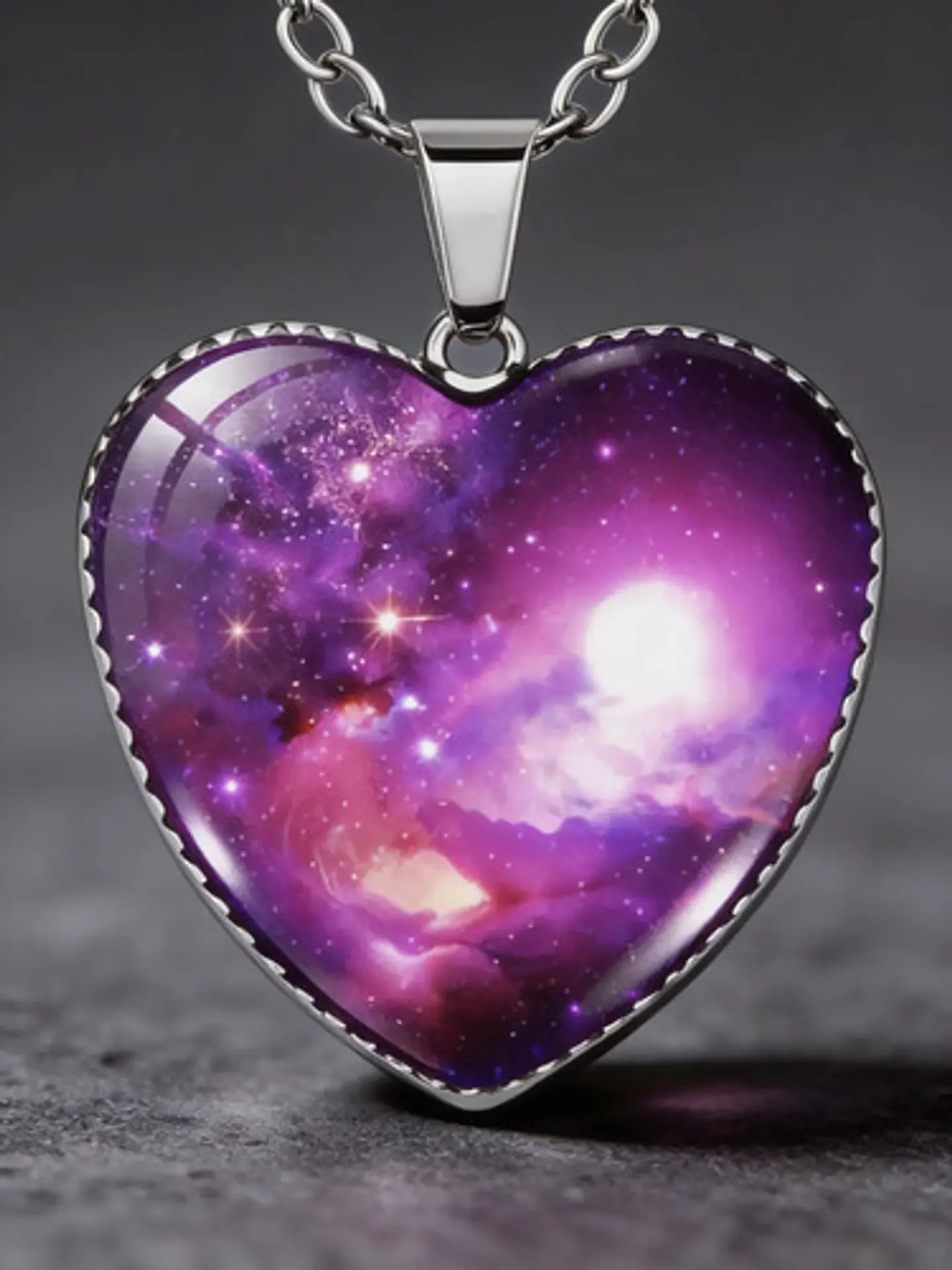 Collar Para Hombres Y Mujeres Dije Corazón Galaxia Nebulosa 4