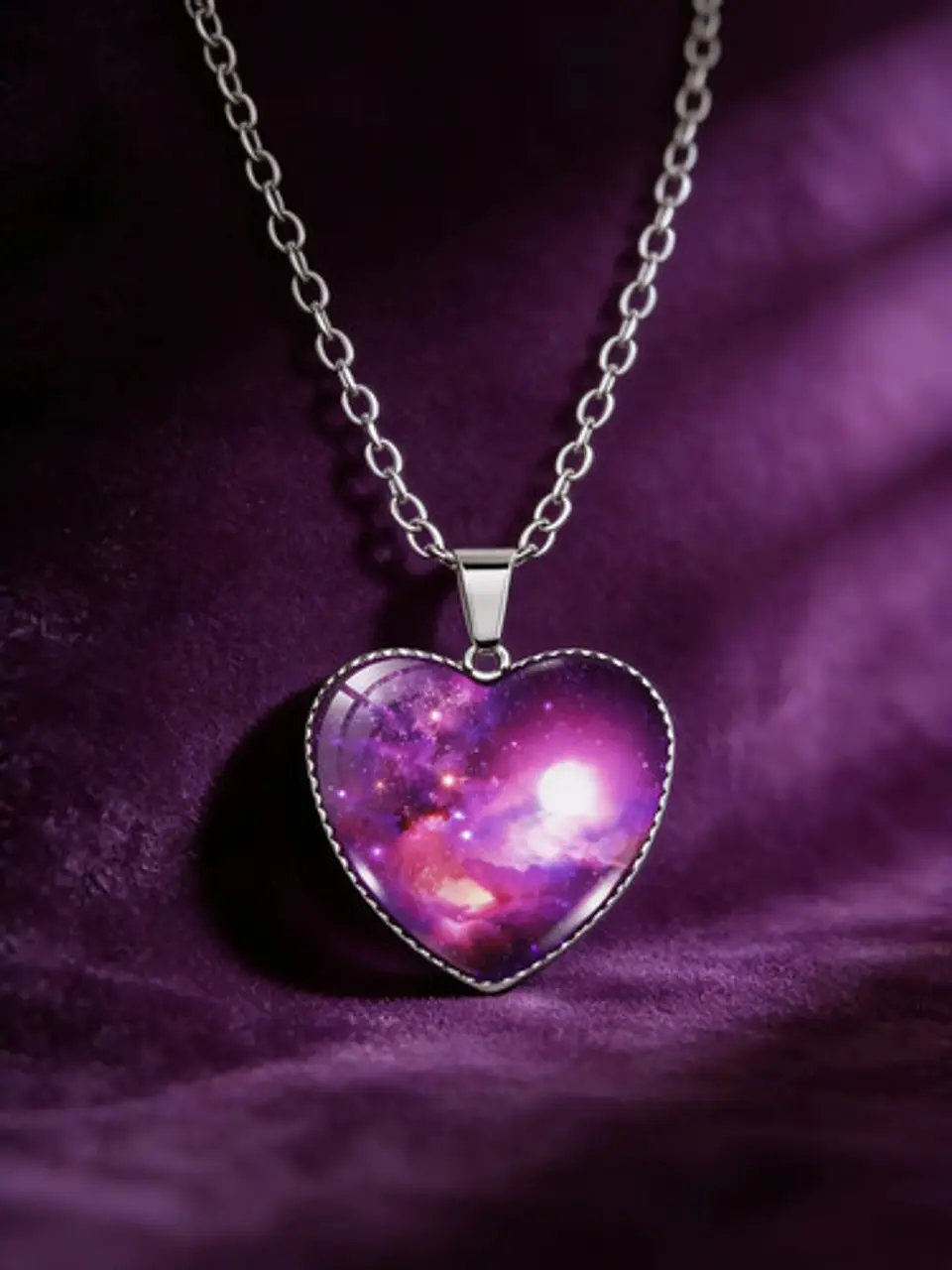 Collar Para Hombres Y Mujeres Dije Corazón Galaxia Nebulosa 6