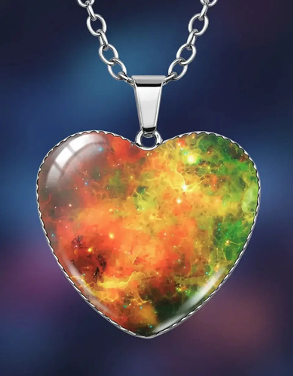 Collar Para Hombres Y Mujeres Dije Corazón Galaxia Nebulosa 23