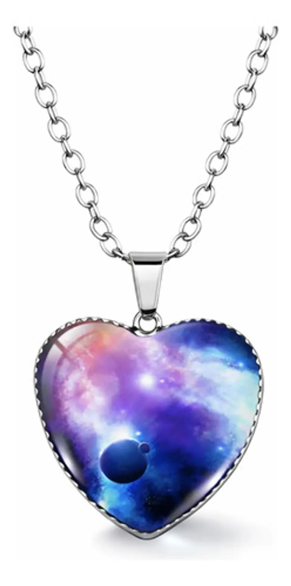 Collar Para Hombres Y Mujeres Dije Corazón Galaxia Nebulosa 24