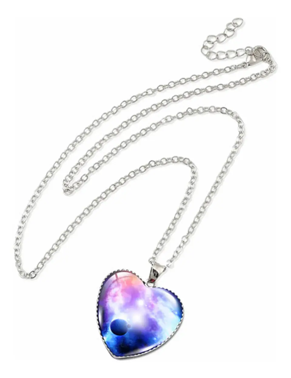 Collar Para Hombres Y Mujeres Dije Corazón Galaxia Nebulosa 25