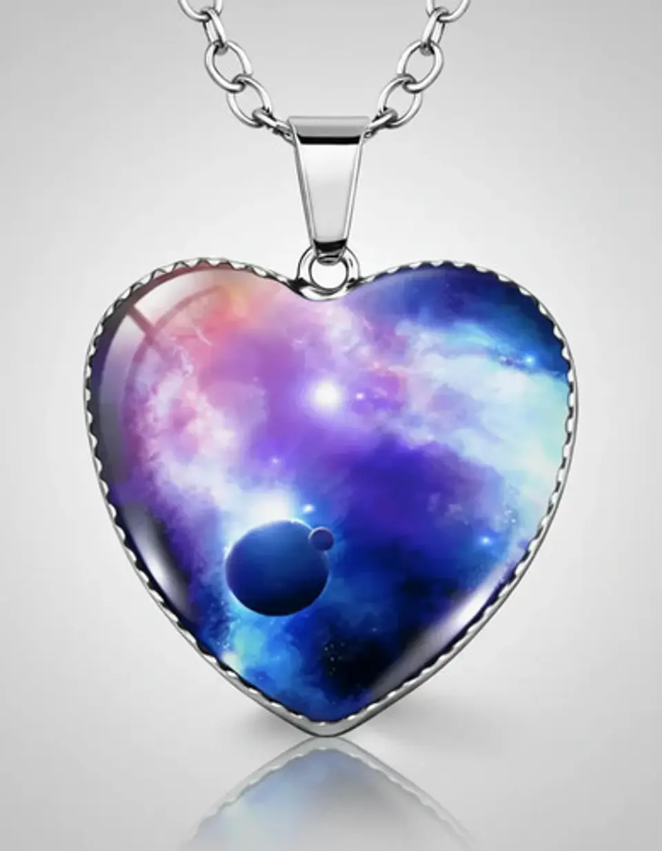Collar Para Hombres Y Mujeres Dije Corazón Galaxia Nebulosa 27