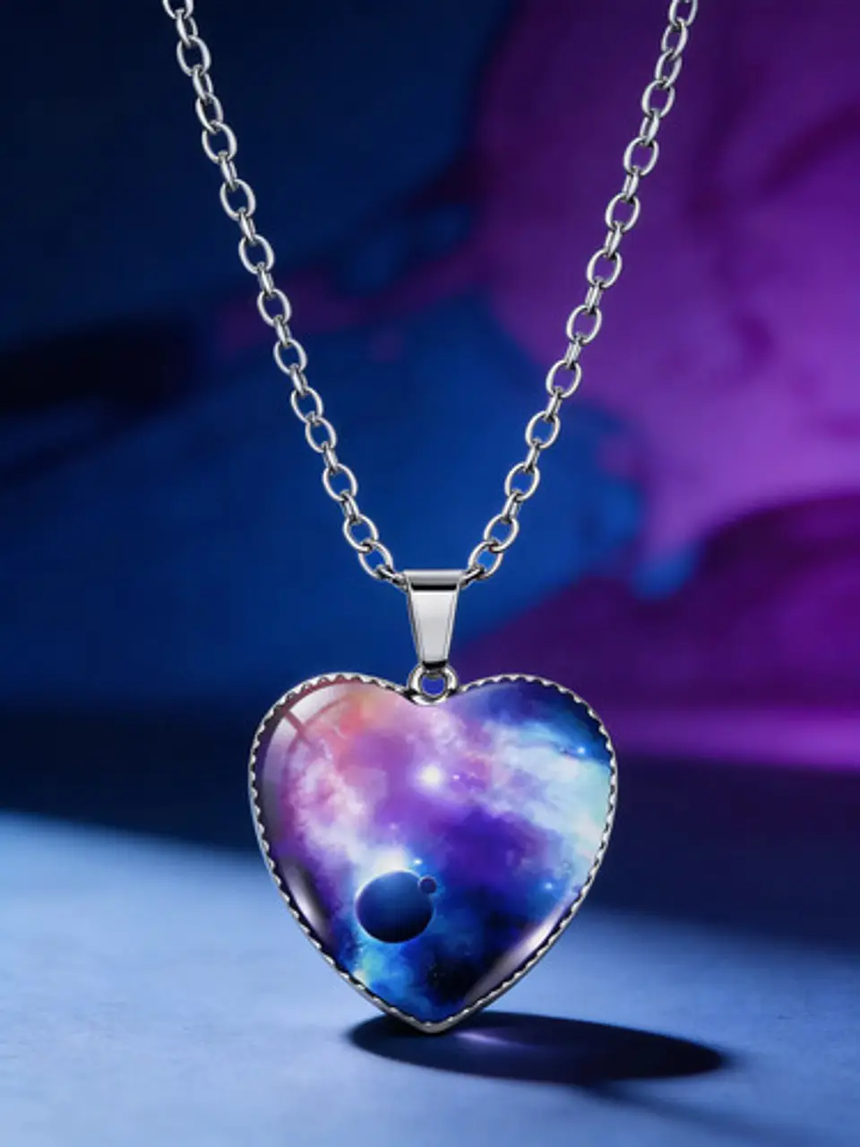 Collar Para Hombres Y Mujeres Dije Corazón Galaxia Nebulosa 28