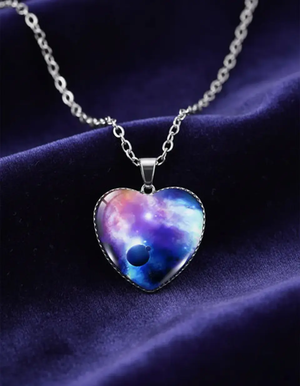 Collar Para Hombres Y Mujeres Dije Corazón Galaxia Nebulosa 29
