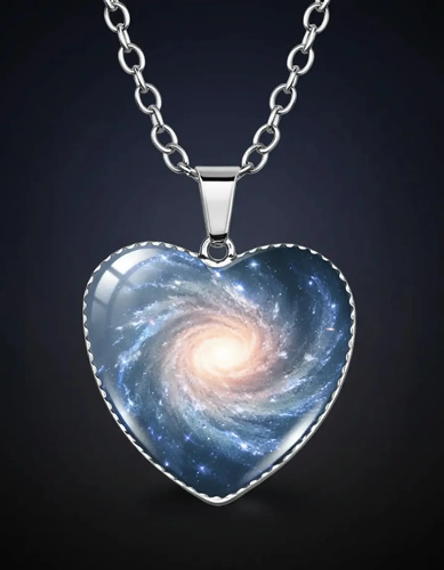Collar Para Hombres Y Mujeres Dije Corazón Galaxia Nebulosa 32