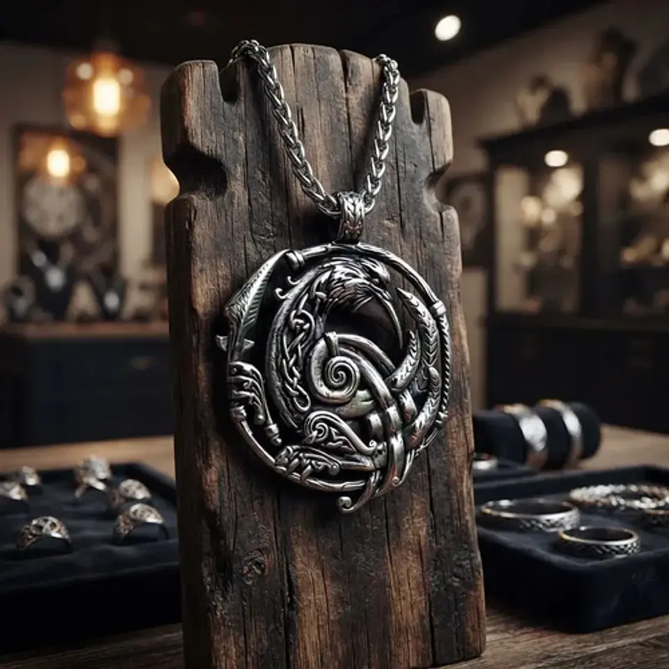 Collar Vikingo De Acero Para Hombres Dije Nudo Cuervo Odín 11