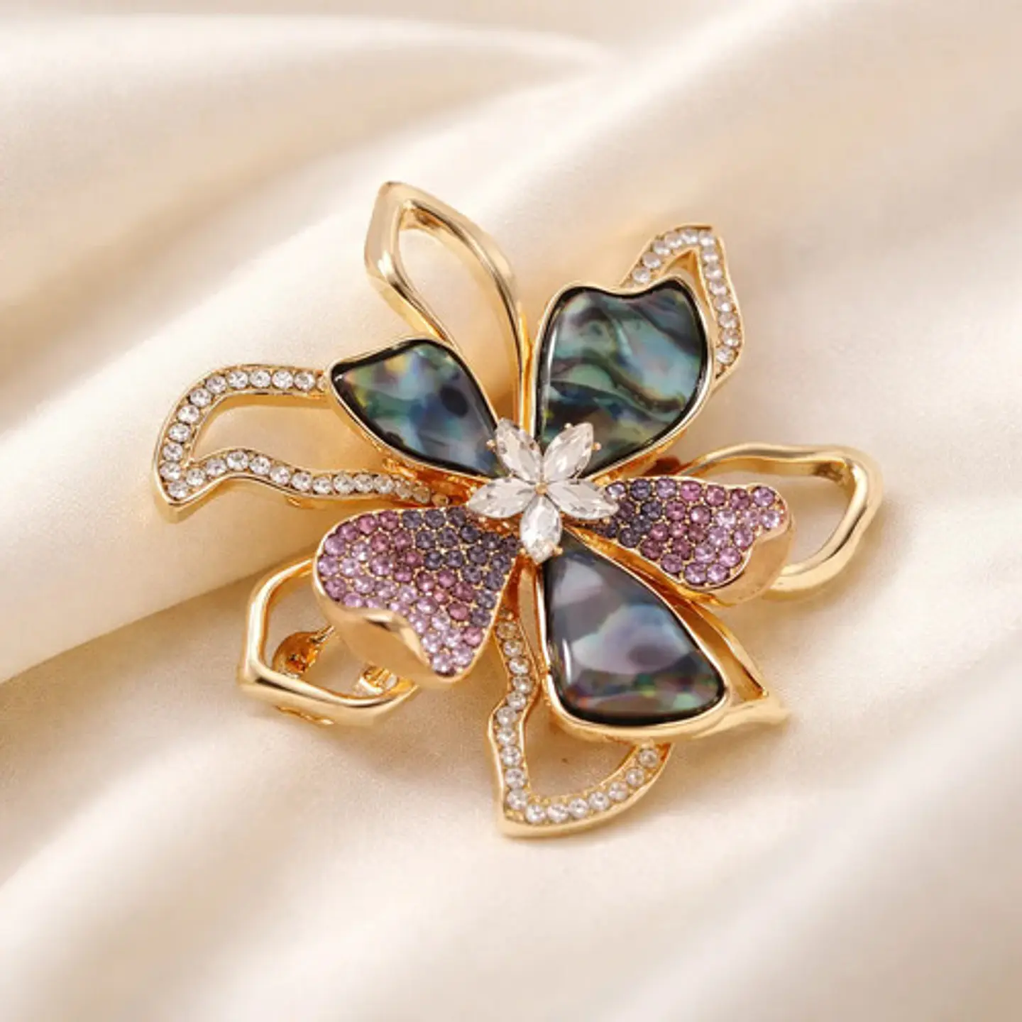 Broche De Alfiler Para Mujer Floral De Lujo Con Efecto Nácar 4