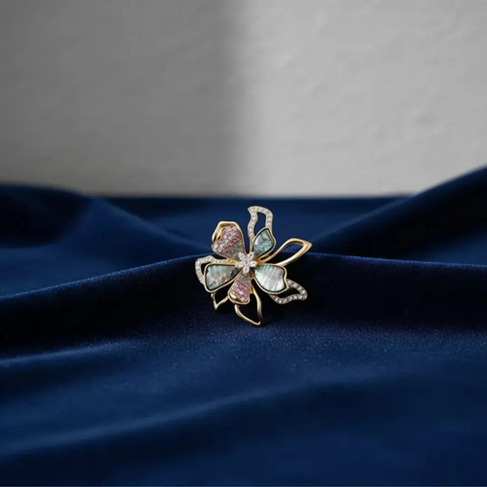 Broche De Alfiler Para Mujer Floral De Lujo Con Efecto Nácar 8