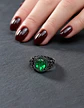 Anillo Moderno Halo Negro Para Mujer Floral Piedra Verde Cz - Miniatura 6