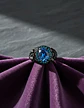 Anillo Moderno Halo Negro Para Mujer Floral Piedra Verde Cz - Miniatura 16