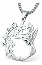 Collar En Acero Para Mujer Cadena Y Dije Floral Ave Colibrí - Miniatura 1