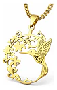 Collar En Acero Para Mujer Cadena Y Dije Floral Ave Colibrí - Miniatura 7