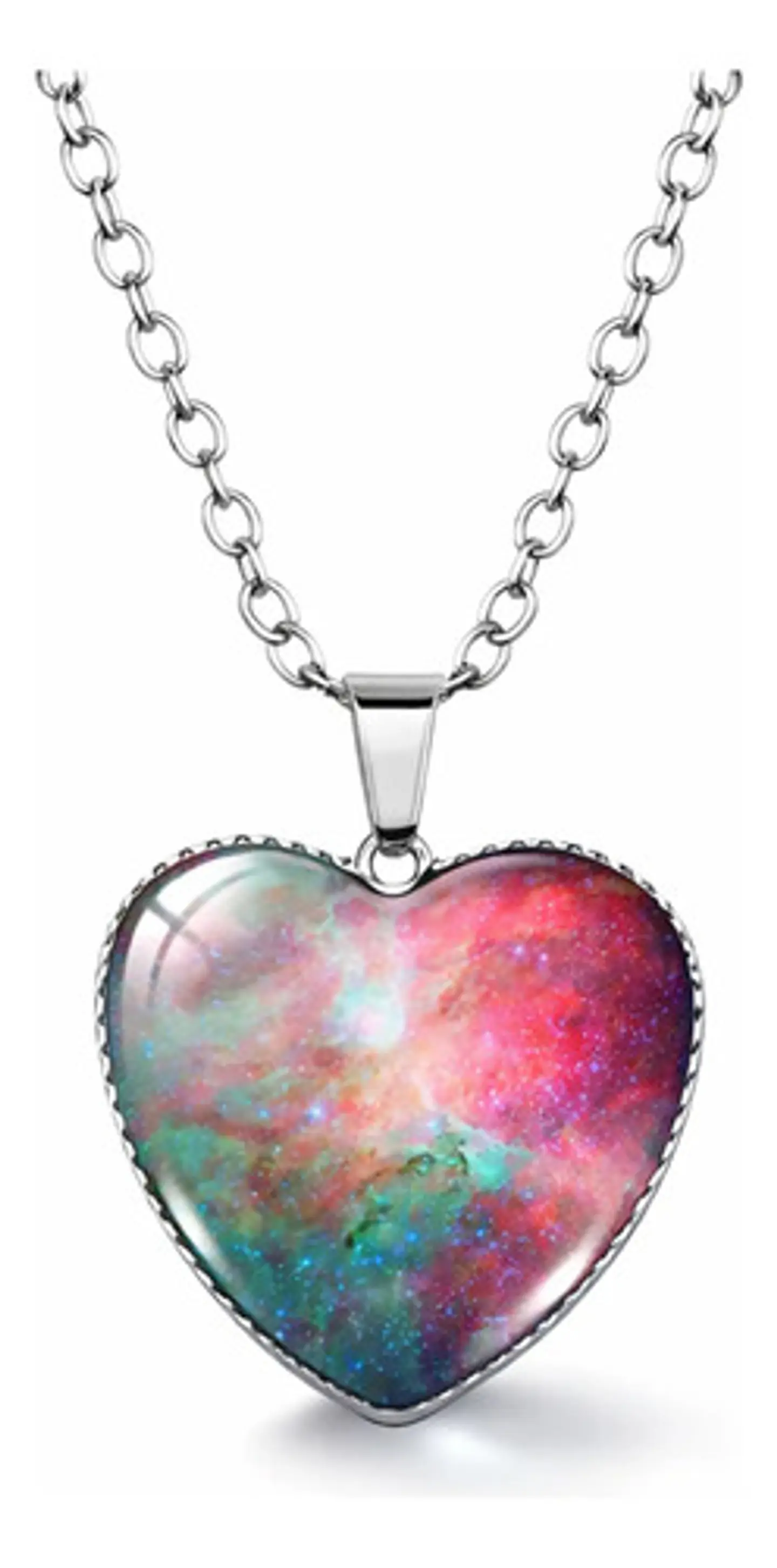 Collar Para Hombre Y Mujer Dije Corazon De Cristal Galaxia 1