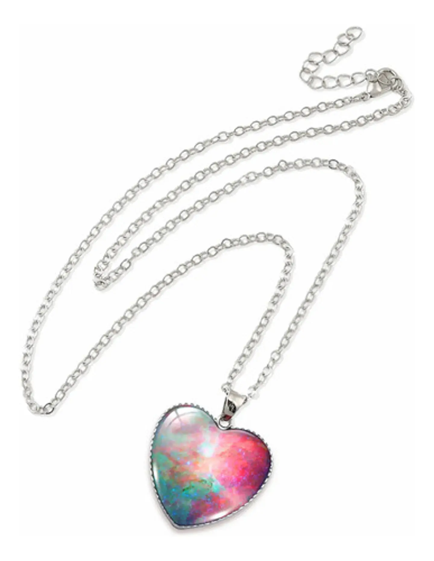 Collar Para Hombre Y Mujer Dije Corazon De Cristal Galaxia 2