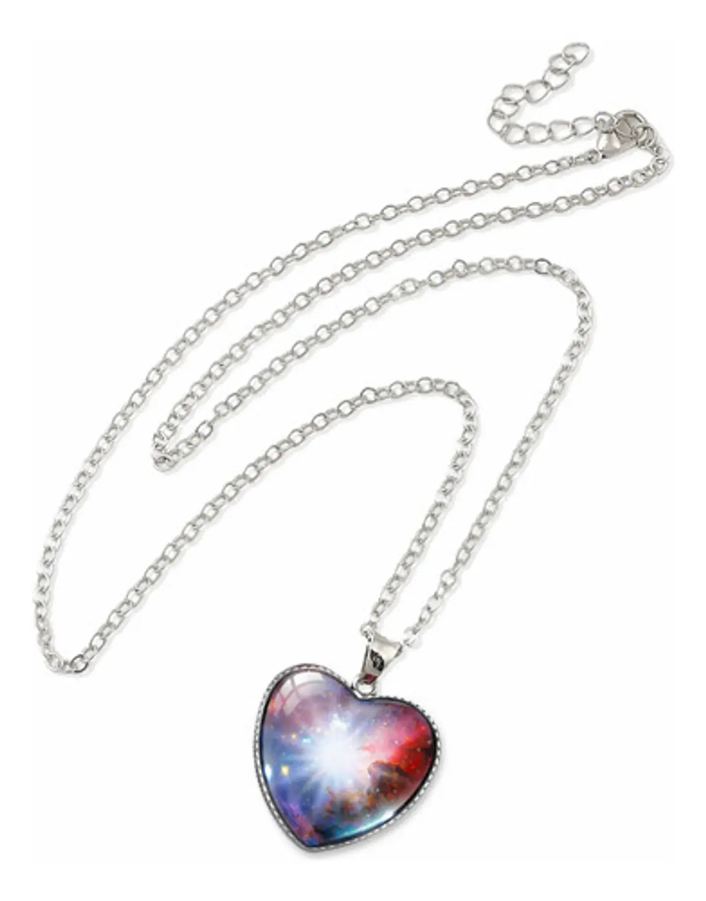 Collar Para Hombre Y Mujer Dije Corazon De Cristal Galaxia 8