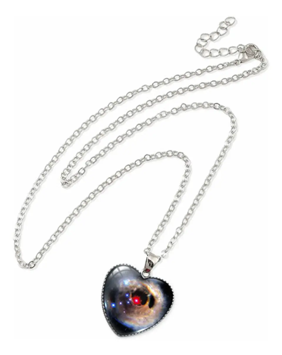Collar Para Hombre Y Mujer Dije Corazon De Cristal Galaxia 16