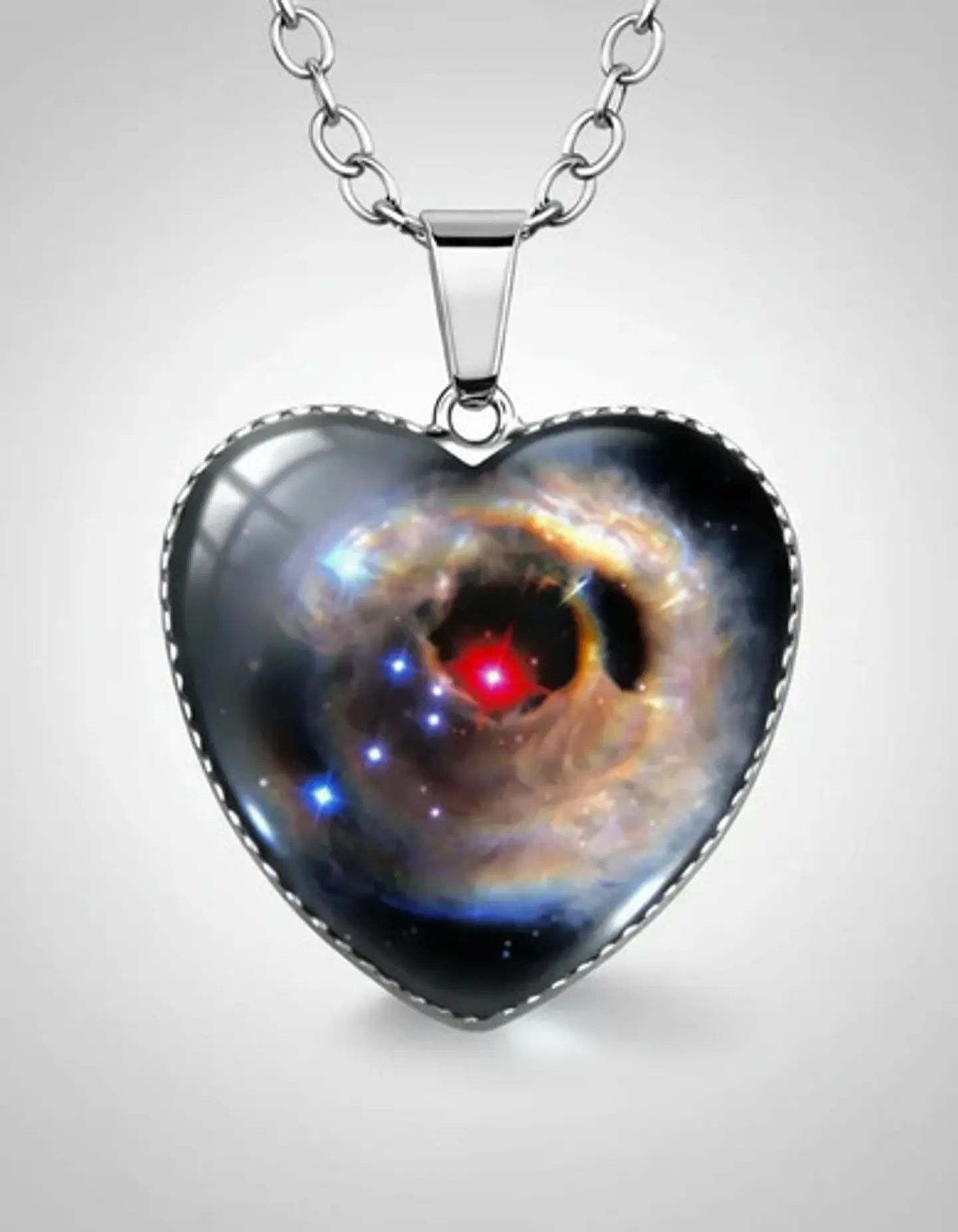 Collar Para Hombre Y Mujer Dije Corazon De Cristal Galaxia 18