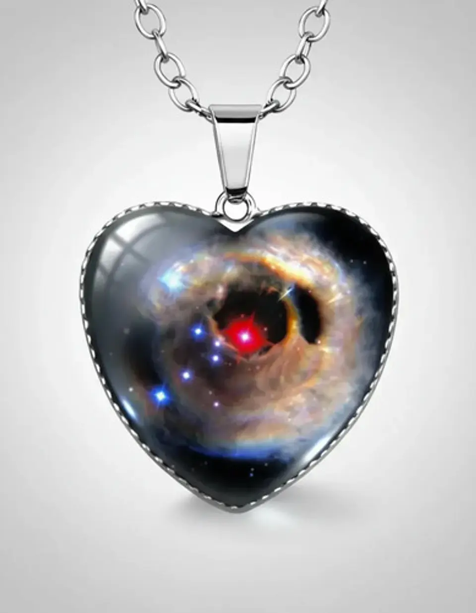 Collar Para Hombre Y Mujer Dije Corazon De Cristal Galaxia 18