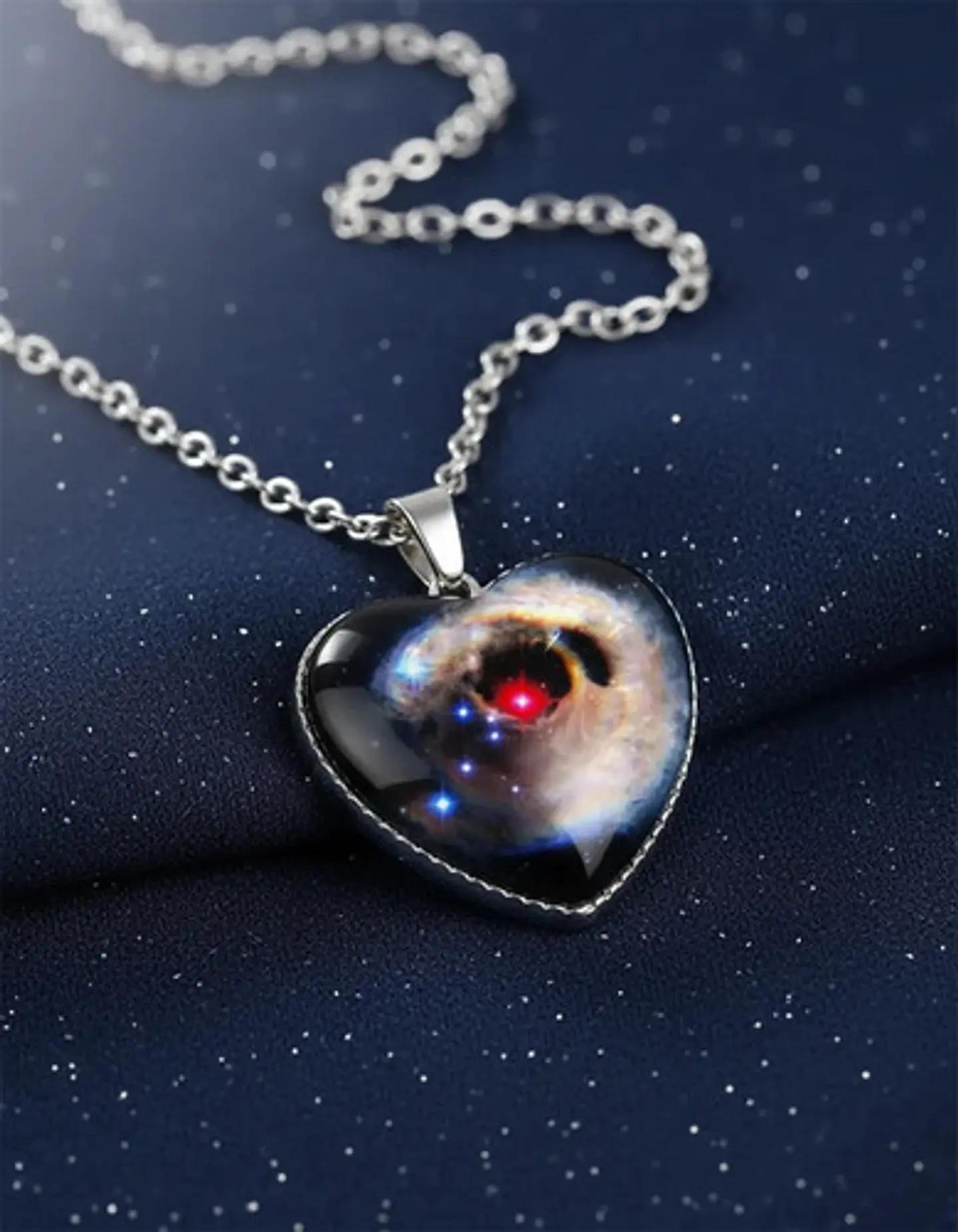 Collar Para Hombre Y Mujer Dije Corazon De Cristal Galaxia 20