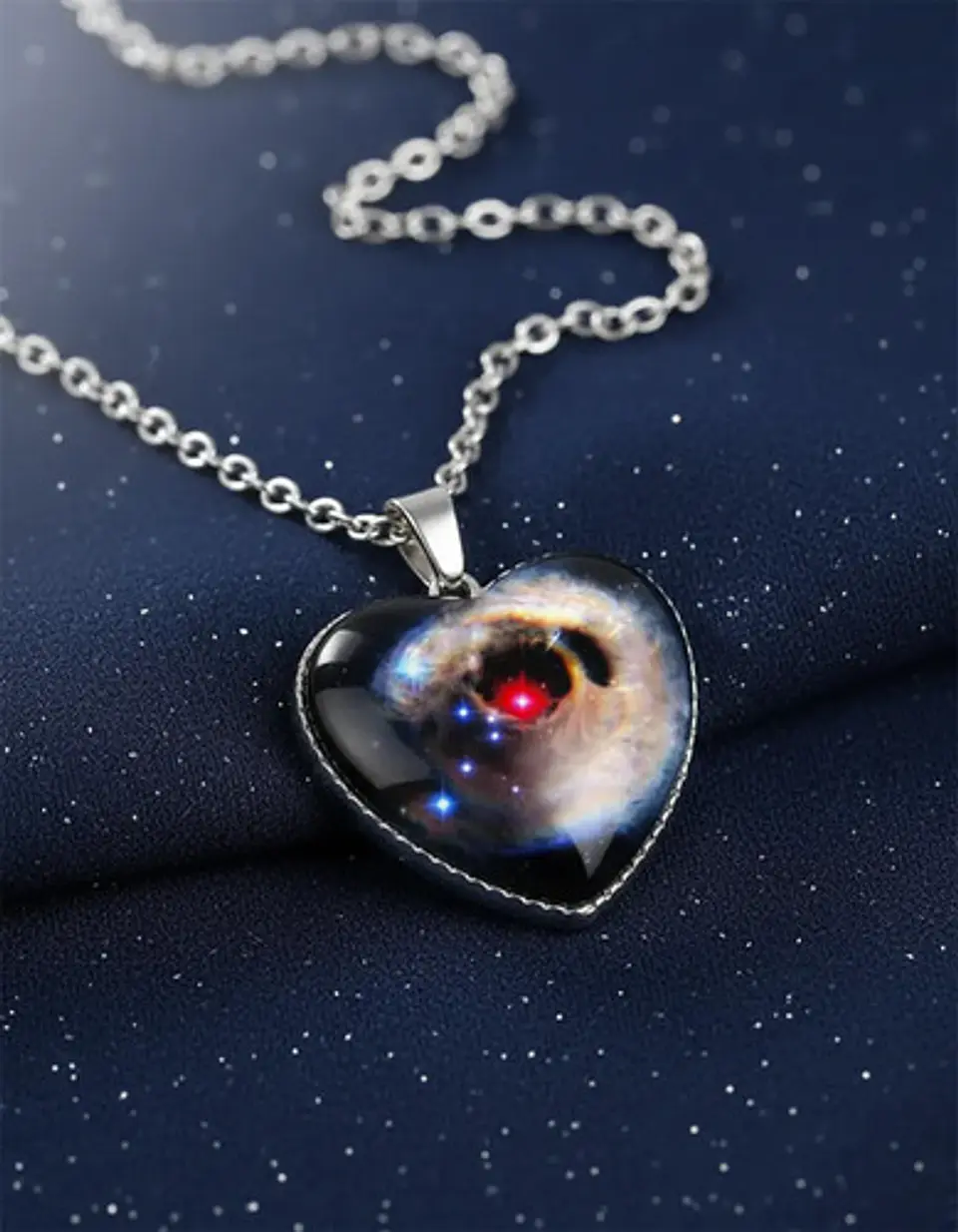 Collar Para Hombre Y Mujer Dije Corazon De Cristal Galaxia 20
