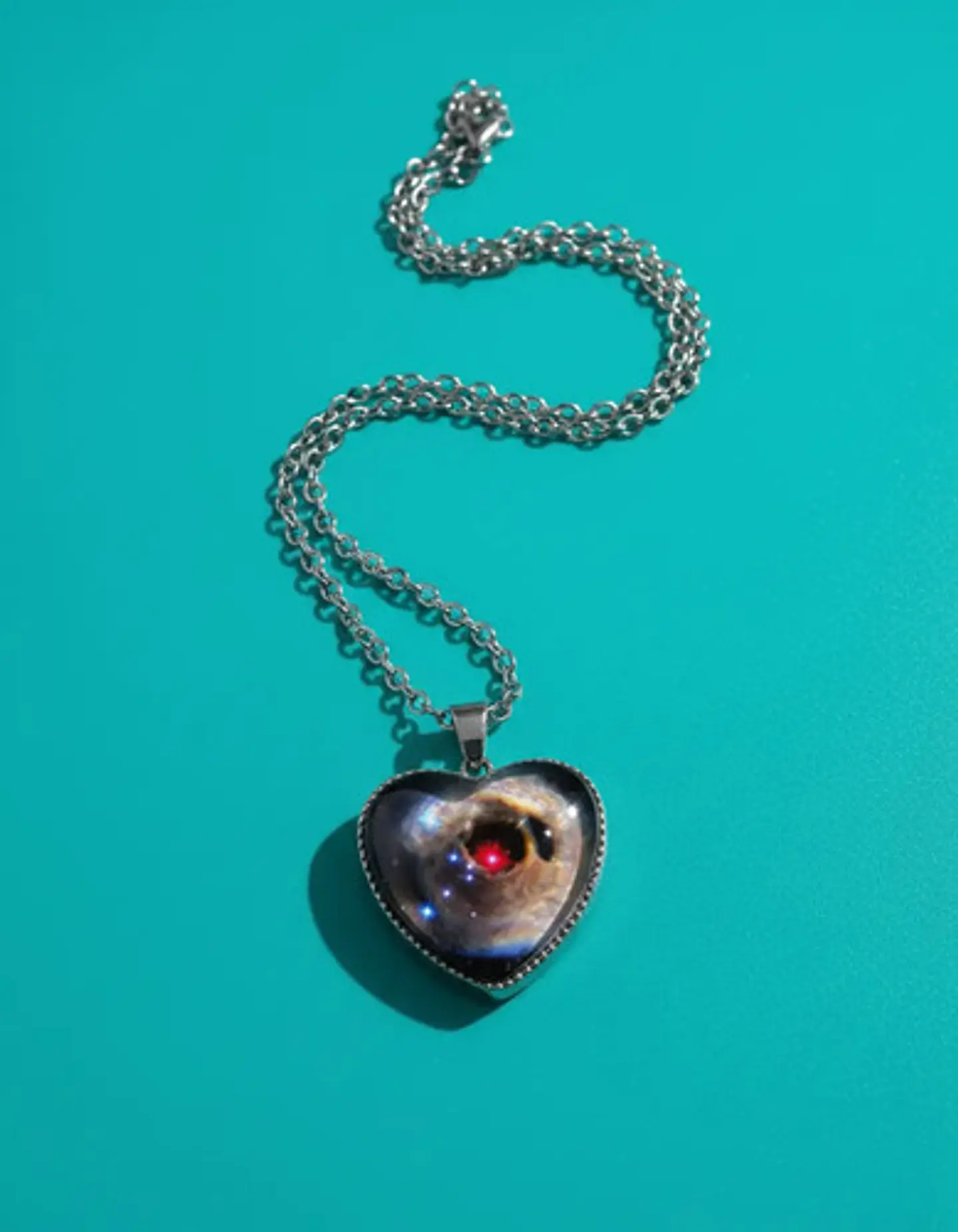 Collar Para Hombre Y Mujer Dije Corazon De Cristal Galaxia 24