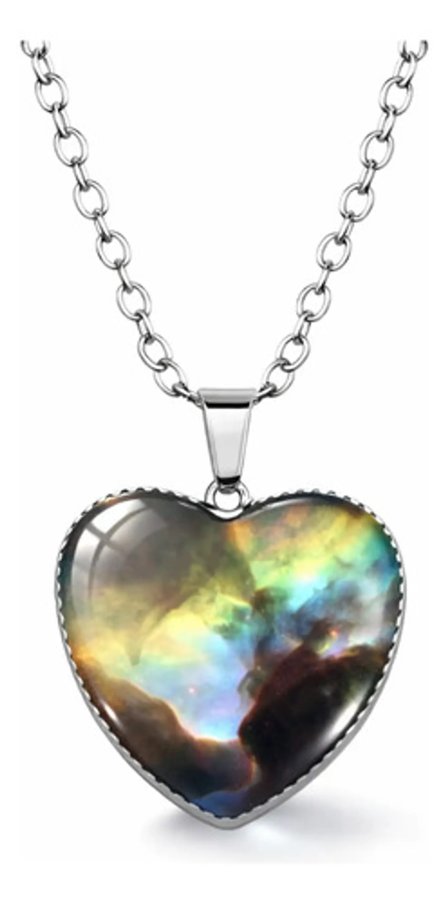 Collar Para Hombre Y Mujer Dije Corazon De Cristal Galaxia 25
