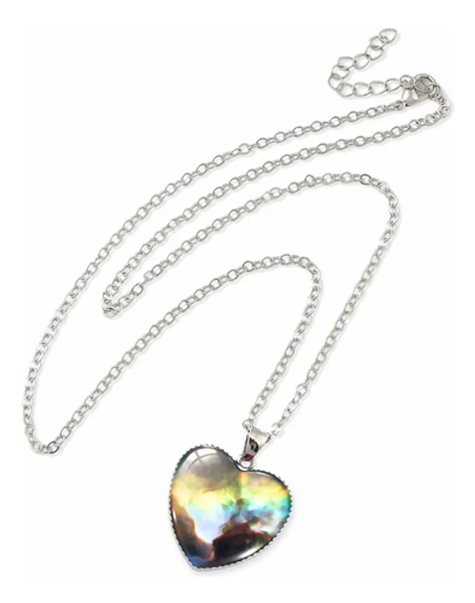 Collar Para Hombre Y Mujer Dije Corazon De Cristal Galaxia 26