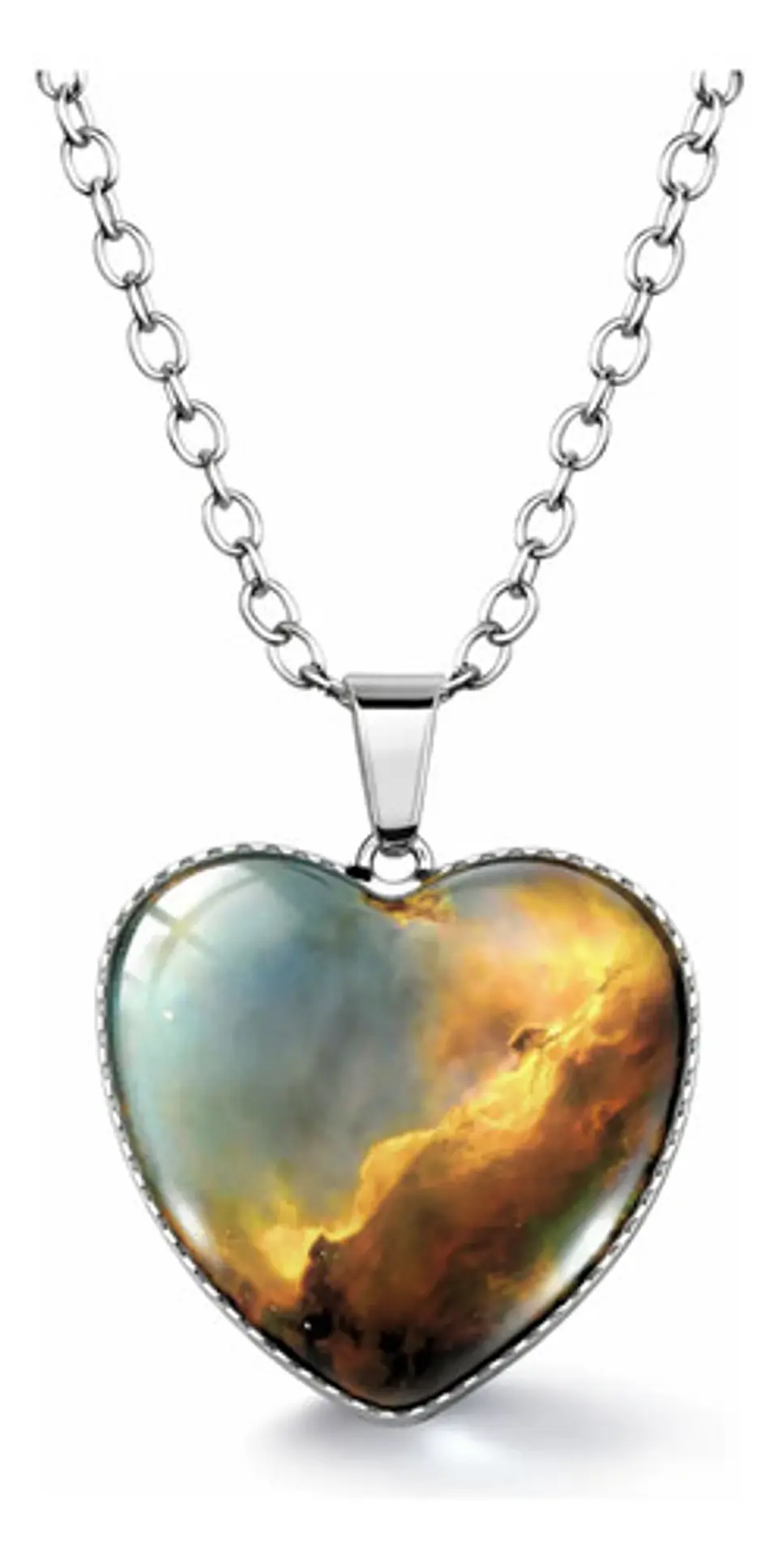 Collar Para Hombre Y Mujer Dije Corazon De Cristal Galaxia 34