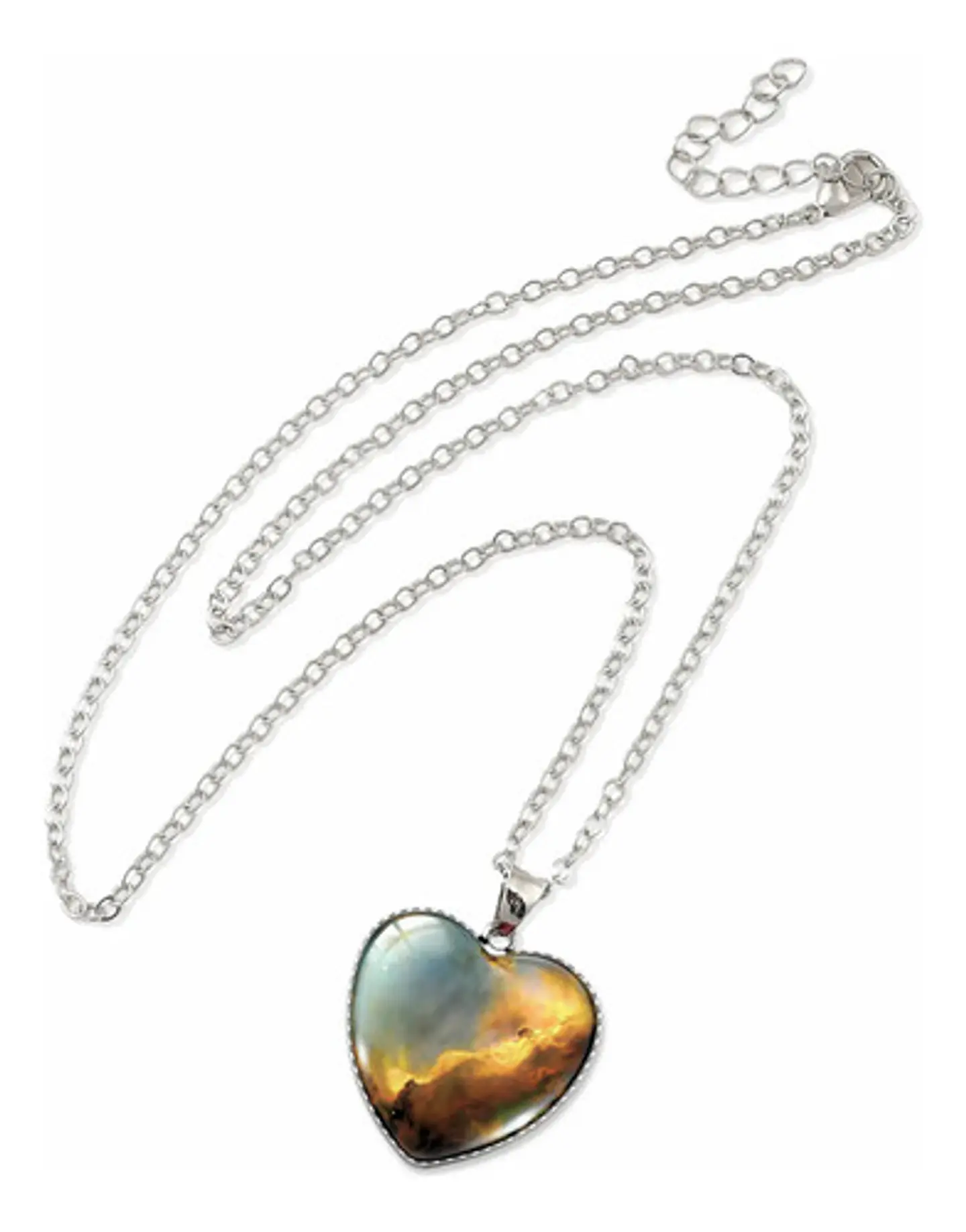 Collar Para Hombre Y Mujer Dije Corazon De Cristal Galaxia 35