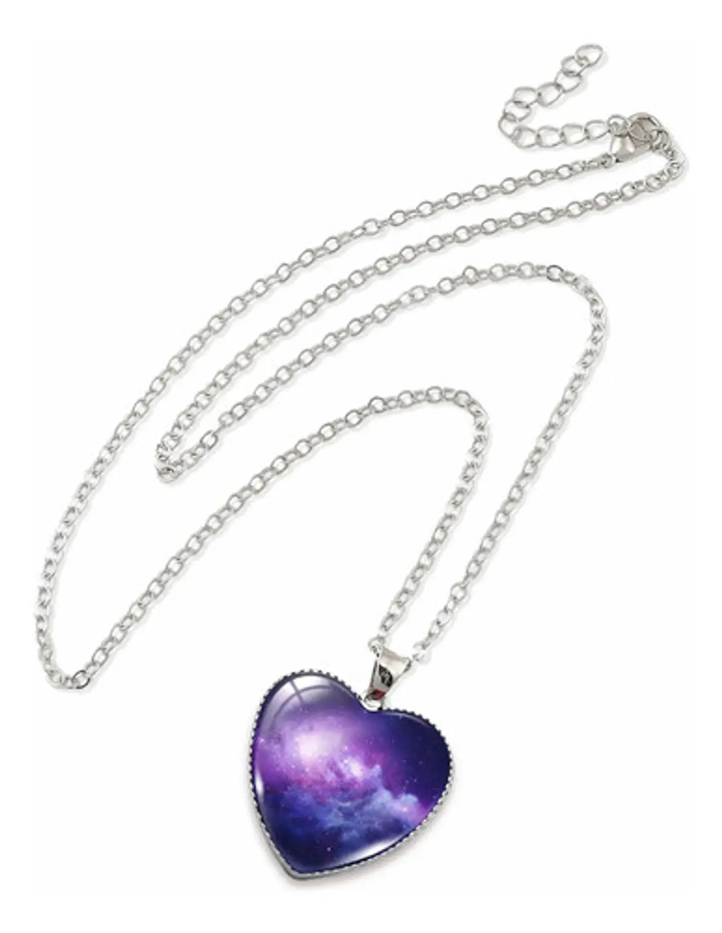 Collar Para Hombre Y Mujer Dije Corazon De Cristal Galaxia 43