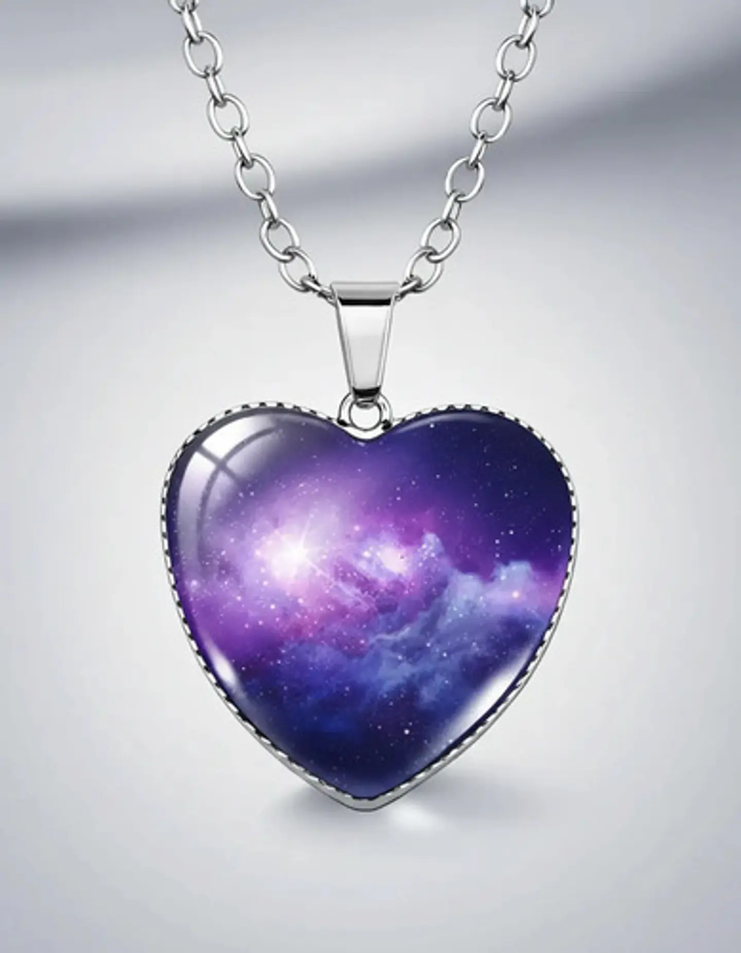 Collar Para Hombre Y Mujer Dije Corazon De Cristal Galaxia 45