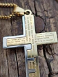 Collar De Acero Dorado Para Hombre Dije Cruz Oración Inglés - Miniatura 3