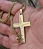 Collar De Acero Dorado Para Hombre Dije Cruz Oración Inglés - Miniatura 5