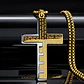Collar De Acero Dorado Para Hombre Dije Cruz Oración Inglés - Miniatura 8