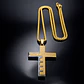 Collar De Acero Dorado Para Hombre Dije Cruz Oración Inglés - Miniatura 10