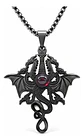 Collar Para Hombre Y Mujer Dije Dragón Tres Cabezas Gótico - Miniatura 1