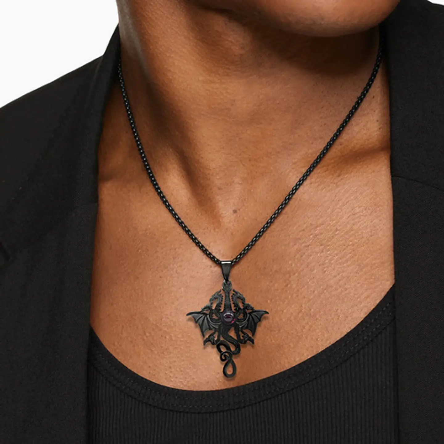 Collar Para Hombre Y Mujer Dije Dragón Tres Cabezas Gótico 3
