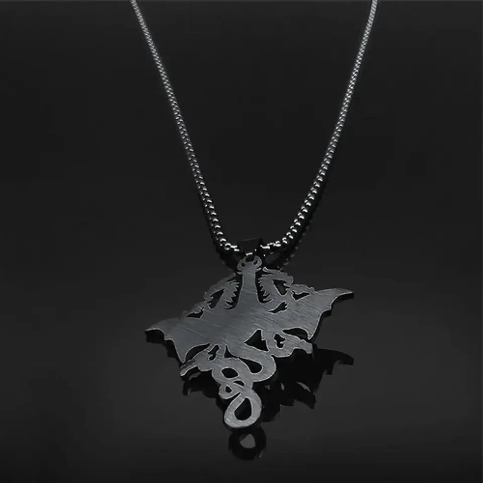 Collar Para Hombre Y Mujer Dije Dragón Tres Cabezas Gótico 10