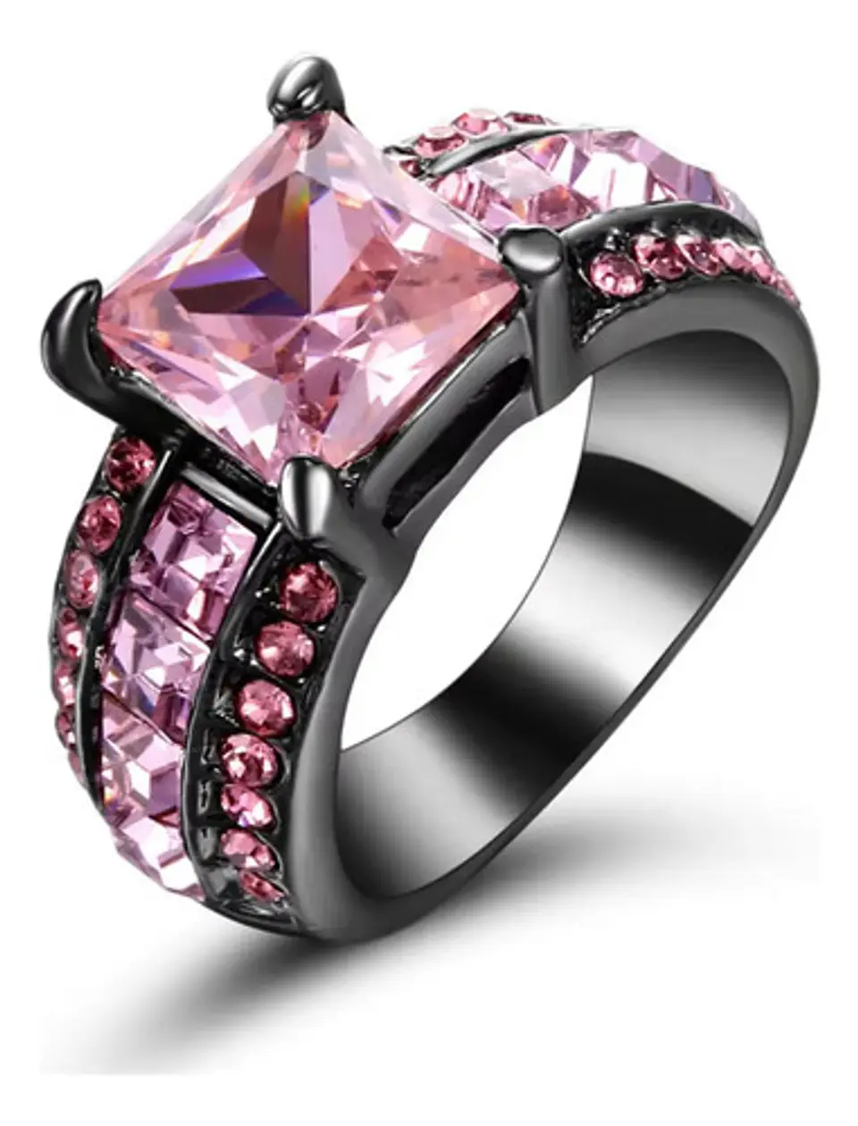 Anillo Vintage Moderno Negro Para Mujeres Con Piedra Lujo 1