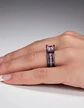 Anillo Vintage Moderno Negro Para Mujeres Con Piedra Lujo - Miniatura 2