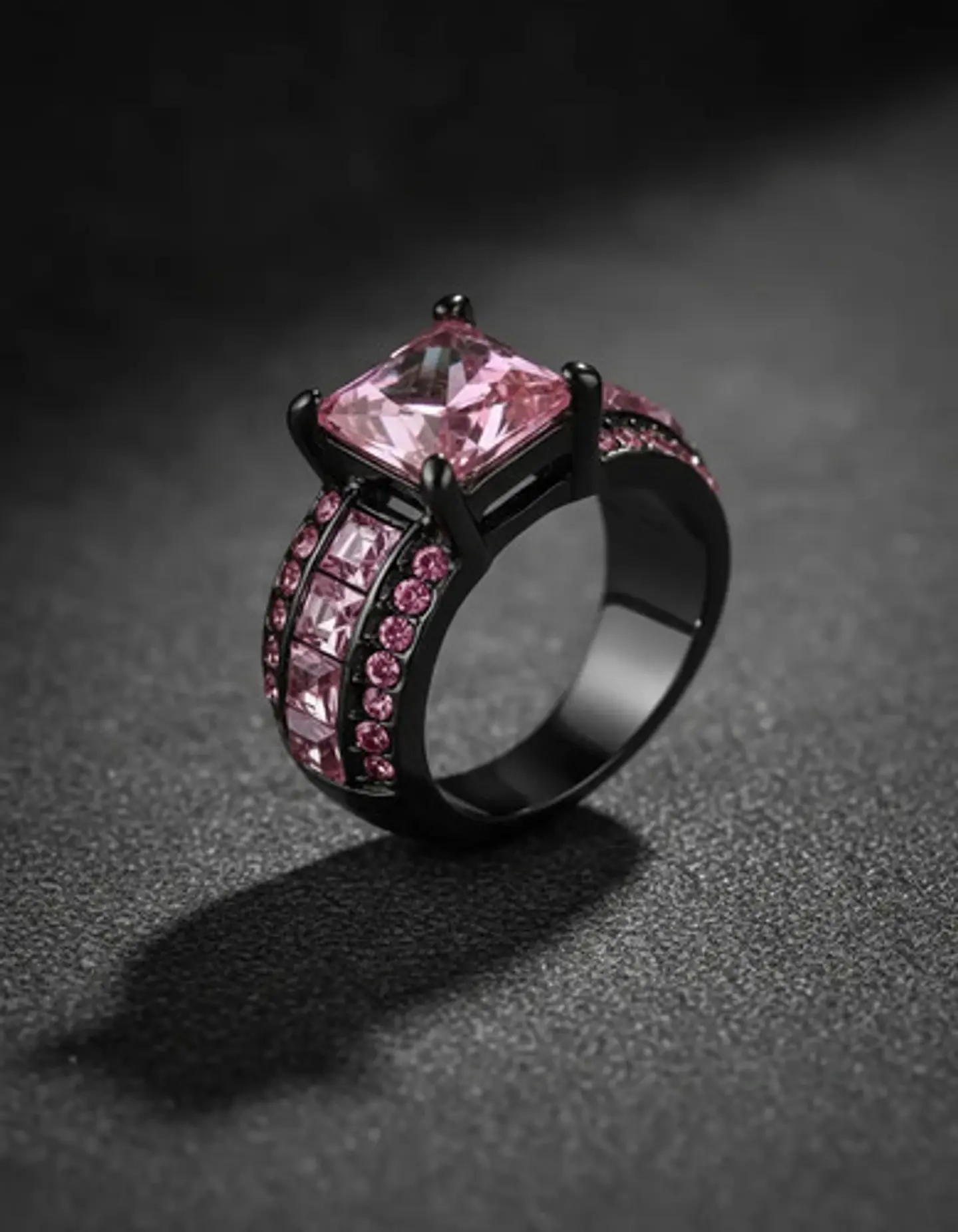 Anillo Vintage Moderno Negro Para Mujeres Con Piedra Lujo 3